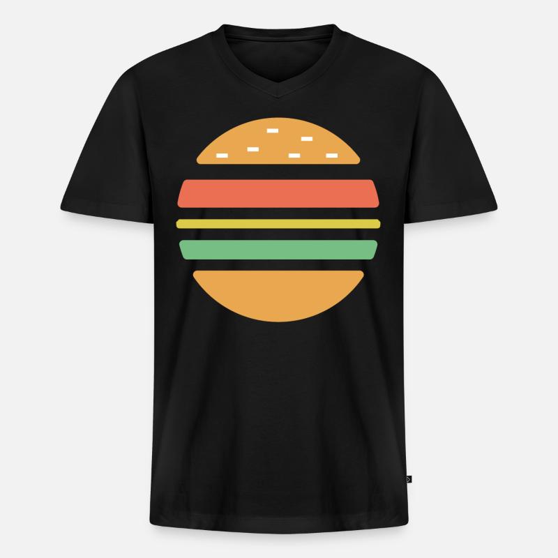 Cheeseburger Sunset - Männer Premium Bio T-Shirt mit V-Ausschnitt - Schwarz