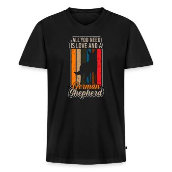 Amoureux des chiens - T-shirt encolure en V Premium bio Homme - noir - Devant - Nico (187cm)