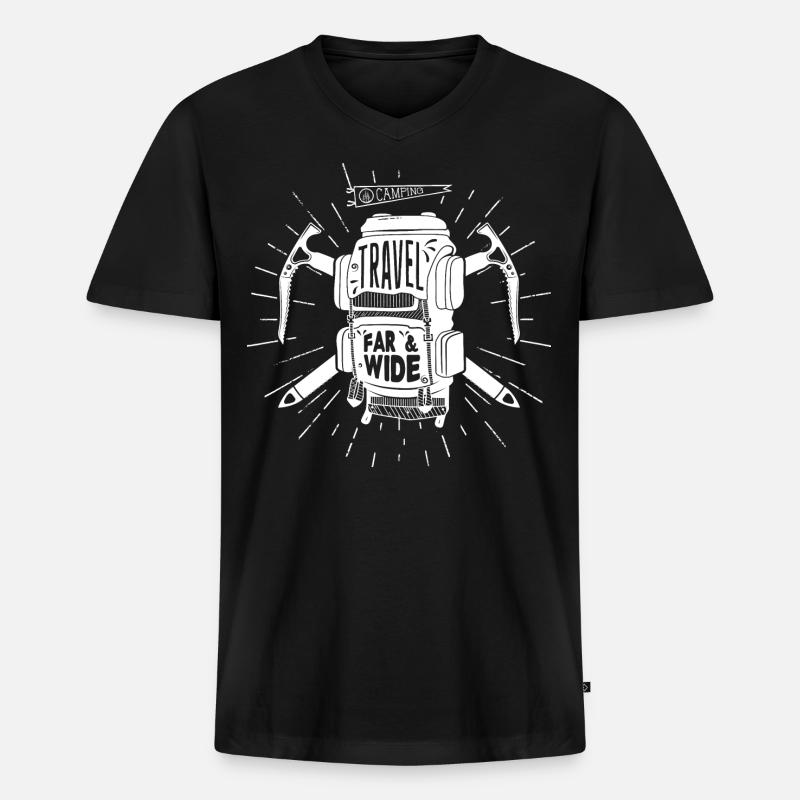 Backpacker Rucksack - Männer Premium Bio T-Shirt mit V-Ausschnitt - Schwarz
