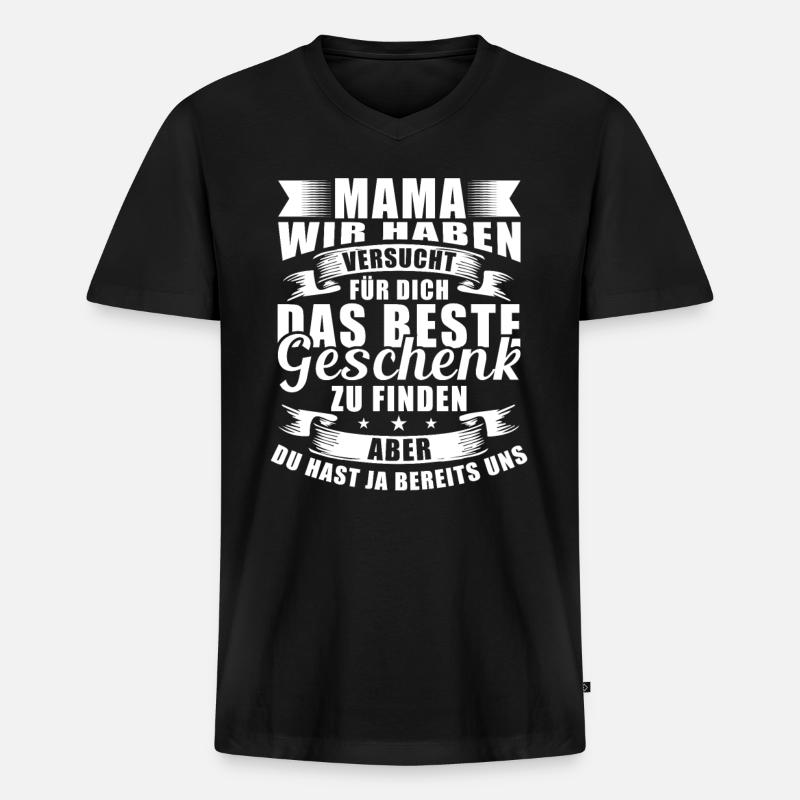 Mama Mutter Tochter Sohn Spruch - Männer Premium Bio T-Shirt mit V-Ausschnitt - Schwarz