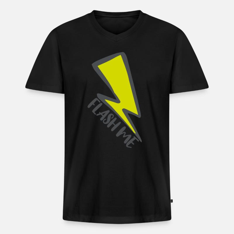 Blitz Spruch - Männer Premium Bio T-Shirt mit V-Ausschnitt - Schwarz