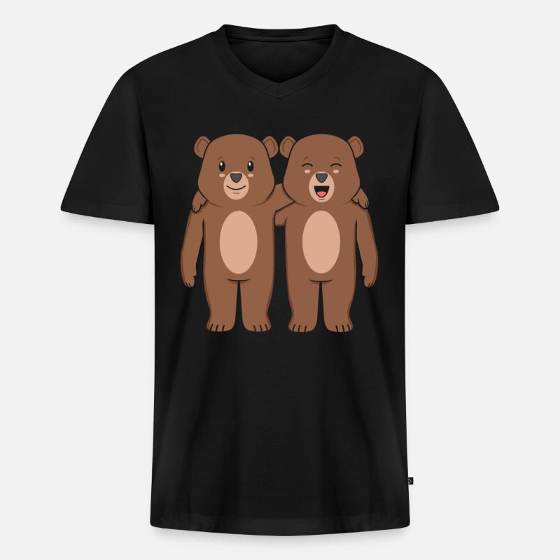 Bären - Männer Premium Bio T-Shirt mit V-Ausschnitt - Schwarz