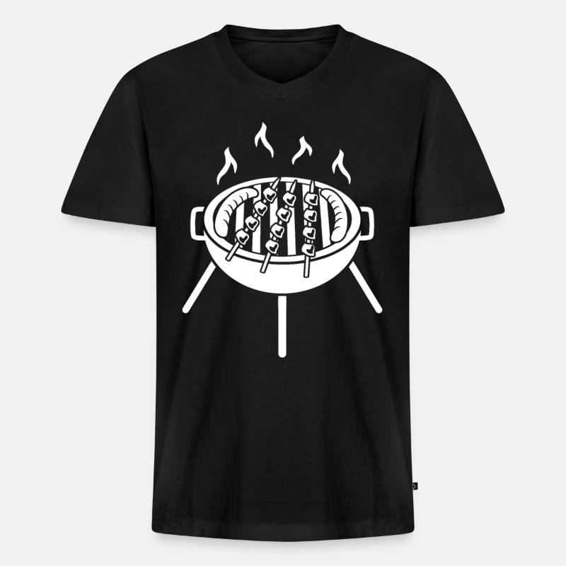 BBQ Barbecue Grill - Männer Premium Bio T-Shirt mit V-Ausschnitt - Schwarz