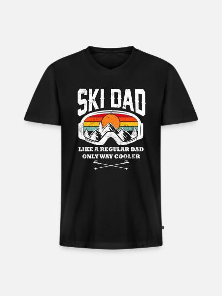 Skiløb vinter vintersport gave - Premium økologisk T-shirt med V-hals til mænd - sort