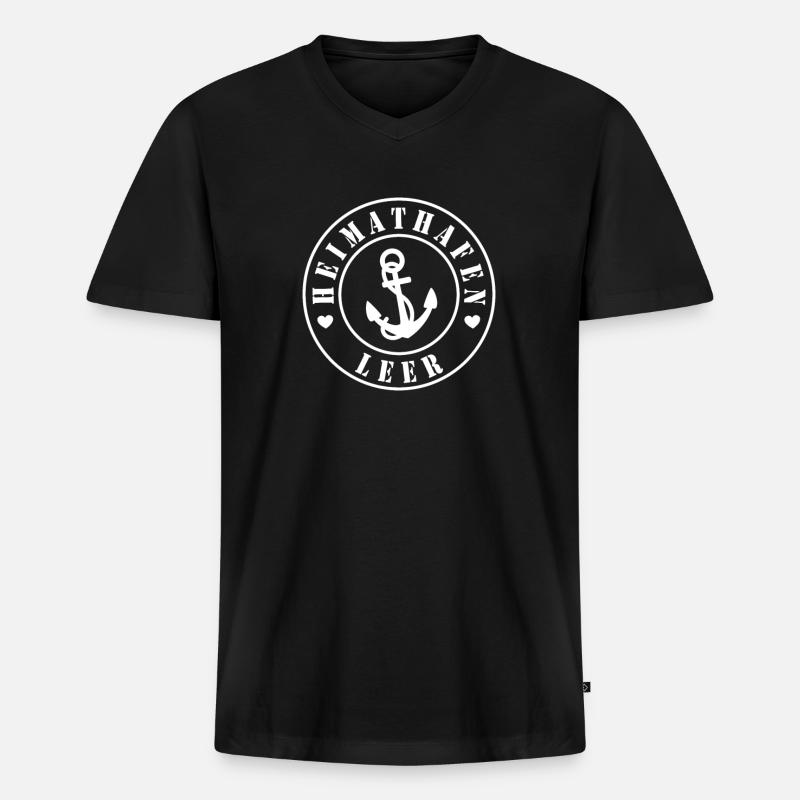 Heimathafen Leer - Männer Premium Bio T-Shirt mit V-Ausschnitt - Schwarz