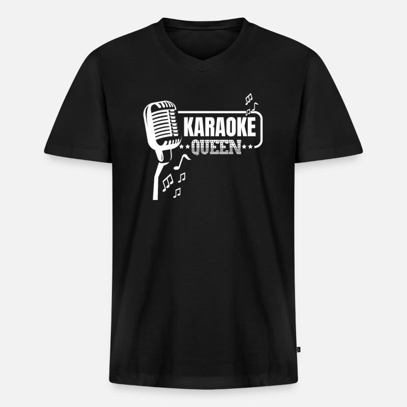 Karaoke - Männer Premium Bio T-Shirt mit V-Ausschnitt - Schwarz