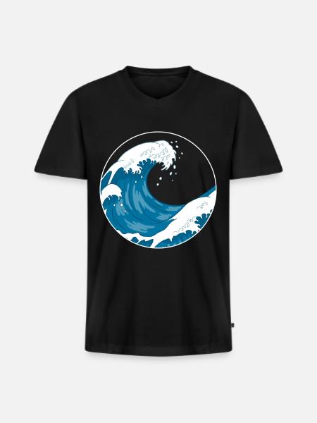 The Great Wave Before Kanagawa Hokusai Gift - Men's Premium Organic T-shirt with V-neck - black