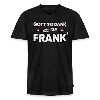 Franken Fränkisch Gott sei Dank Franke Geschenk - Männer Premium Bio T-Shirt mit V-Ausschnitt - Schwarz - Vorne - Nico (187cm)