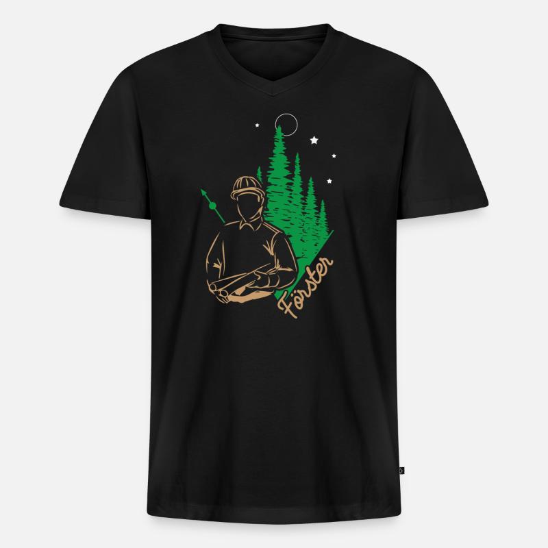 Förster Wald Forst - Männer Premium Bio T-Shirt mit V-Ausschnitt - Schwarz