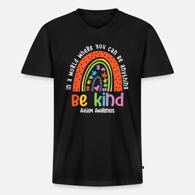 Autismus Bewusstsein - Männer Premium Bio T-Shirt mit V-Ausschnitt - Schwarz
