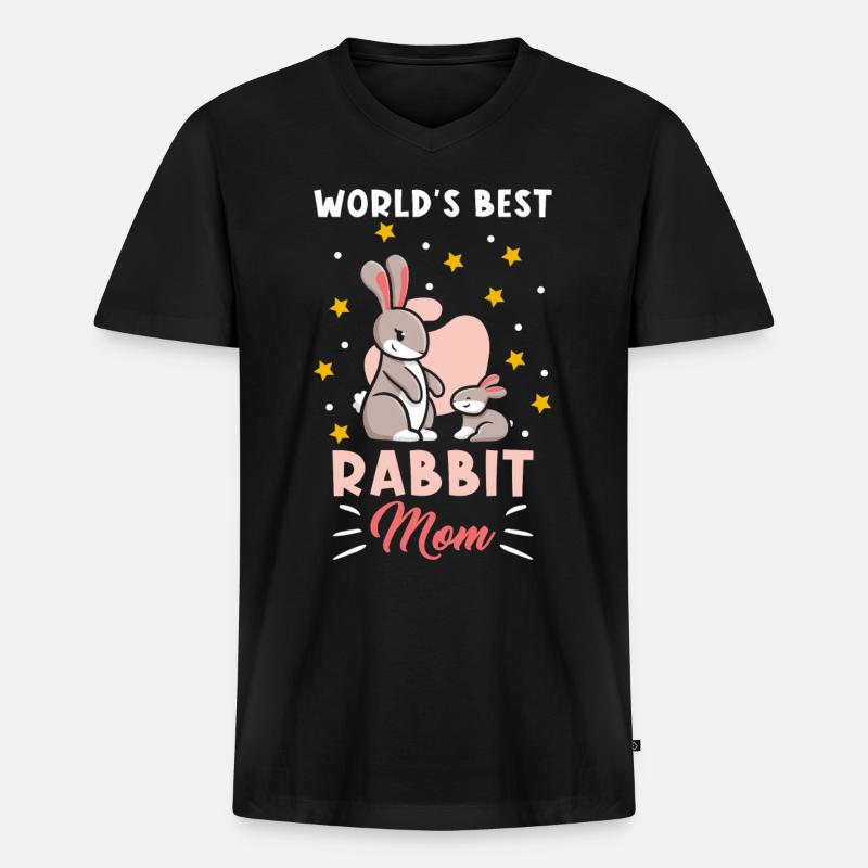 Hasen Mama - Männer Premium Bio T-Shirt mit V-Ausschnitt - Schwarz