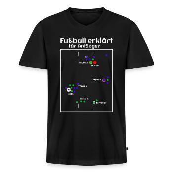 Fußball Fußballfeld Fußballzitat Fußball erklärt - Männer Premium Bio T-Shirt mit V-Ausschnitt - Schwarz - Vorne - Nico (187cm)