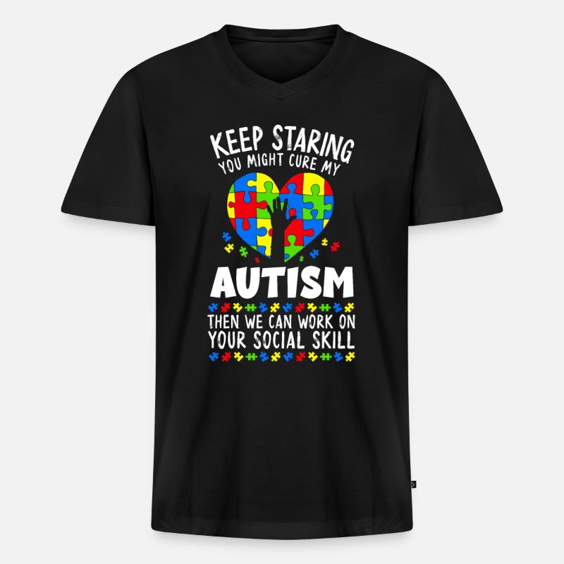 Autismus Bewusstsein - Männer Premium Bio T-Shirt mit V-Ausschnitt - Schwarz
