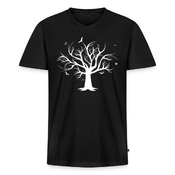 Baum - Männer Premium Bio T-Shirt mit V-Ausschnitt - Schwarz - Vorne - Nico (187cm)