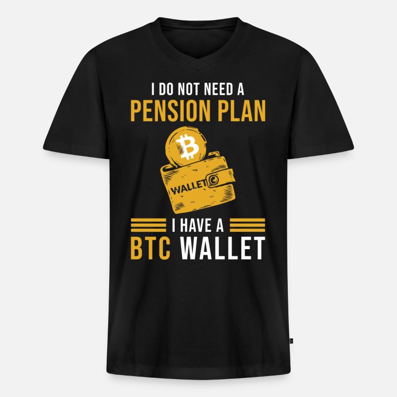 BTC Bitcoin Wallet Spruch - Männer Premium Bio T-Shirt mit V-Ausschnitt - Schwarz