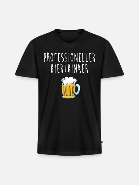 Professioneller Biertrinker - Männer Premium Bio T-Shirt mit V-Ausschnitt - Schwarz