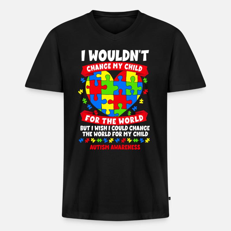Autismus Bewusstsein - Männer Premium Bio T-Shirt mit V-Ausschnitt - Schwarz