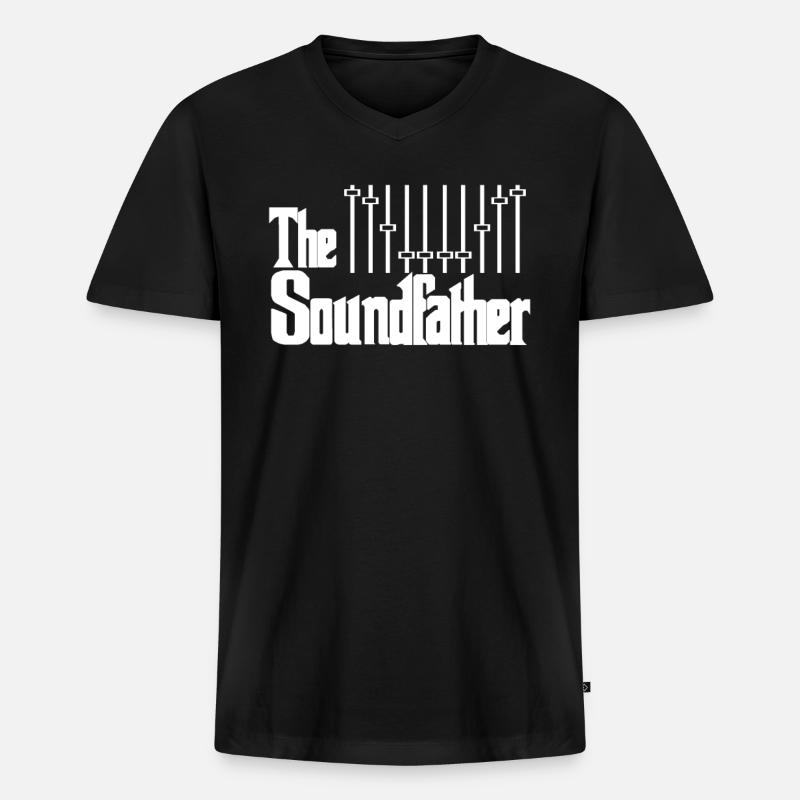 The Soundfather - Tontechniker Tontechnik Geschenk - Männer Premium Bio T-Shirt mit V-Ausschnitt - Schwarz