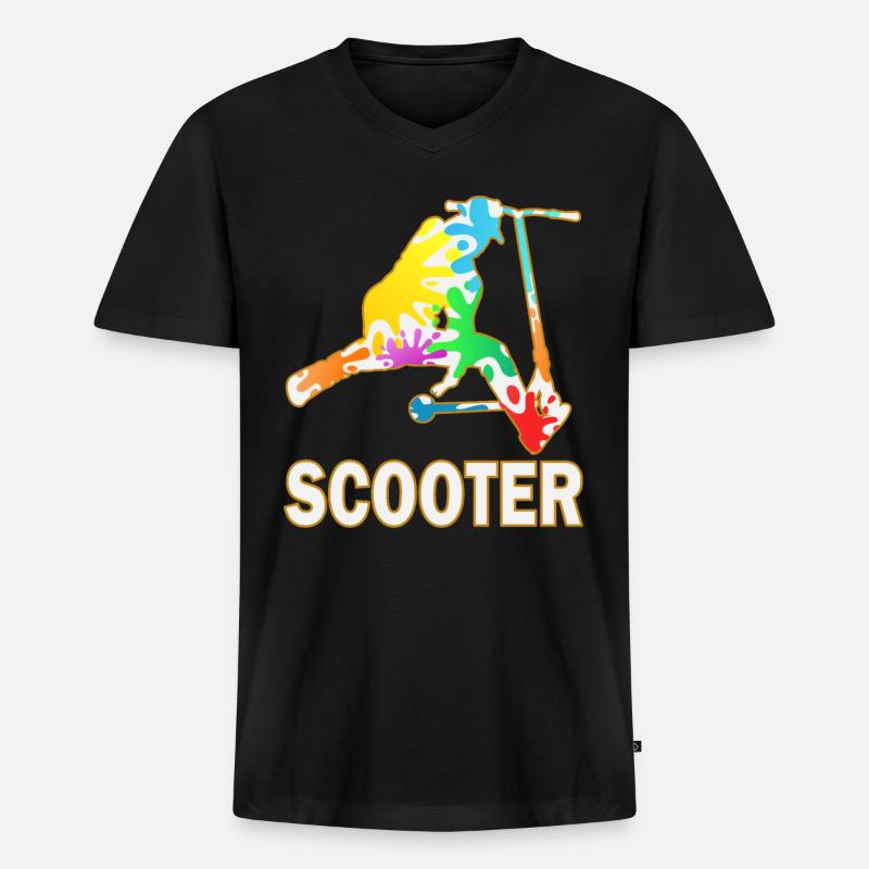 Stunt Scooter Elektro Roller Tretroller - Männer Premium Bio T-Shirt mit V-Ausschnitt - Schwarz