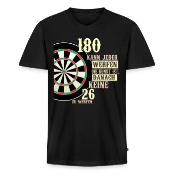180 kann jeder werfen Dartscheibe Teamplayer Dart - Männer Premium Bio T-Shirt mit V-Ausschnitt - Schwarz - Vorne - Nico (187cm)