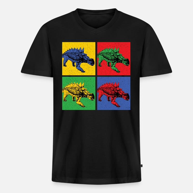 ANKYLOSAURUS - Männer Premium Bio T-Shirt mit V-Ausschnitt - Schwarz