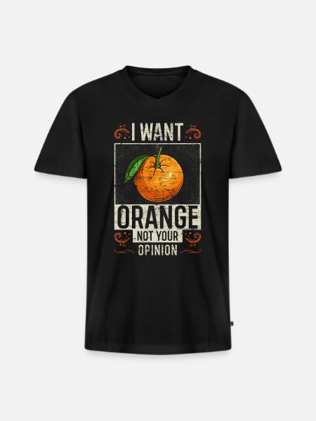 Orange saying funny - Men's Premium Organic T-shirt with V-neck - black