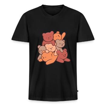 Teddybeer knuffel knuffel knuffelen - Mannen Premium Bio T-shirt met V-hals - zwart - Voor - Nico (187cm)