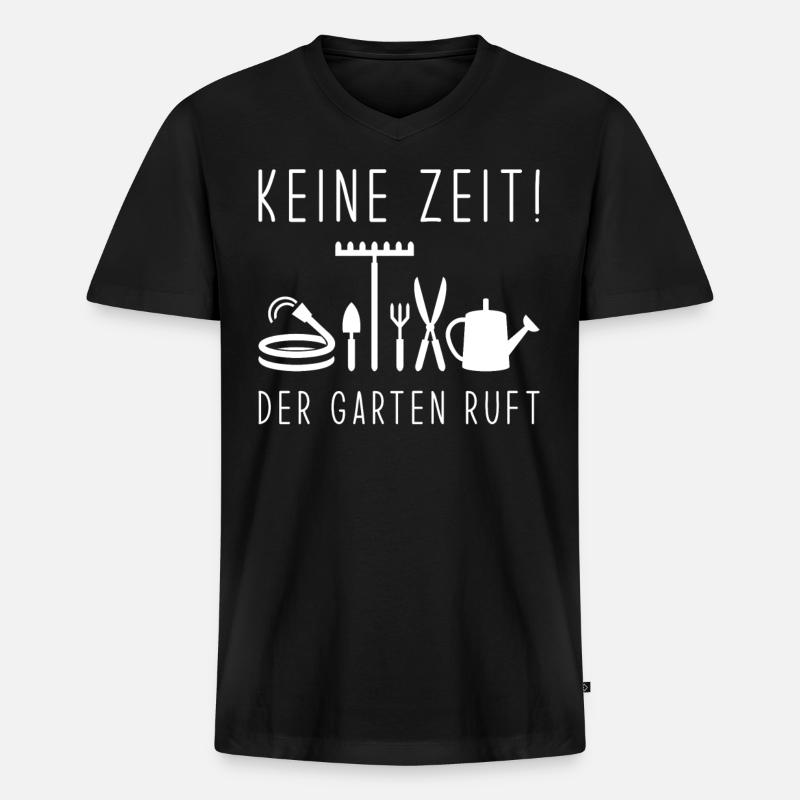 Garten Ruft - Männer Premium Bio T-Shirt mit V-Ausschnitt - Schwarz