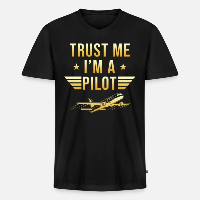 Pilot Geschenk - Männer Premium Bio T-Shirt mit V-Ausschnitt - Schwarz