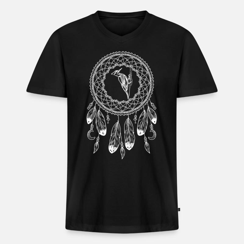 Sternzeichen Native American Specht - Männer Premium Bio T-Shirt mit V-Ausschnitt - Schwarz