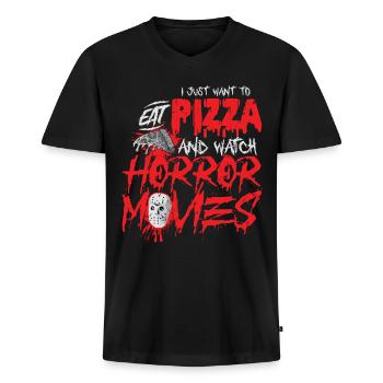 Film d’horreur - T-shirt encolure en V Premium bio Homme - noir - Devant - Nico (187cm)