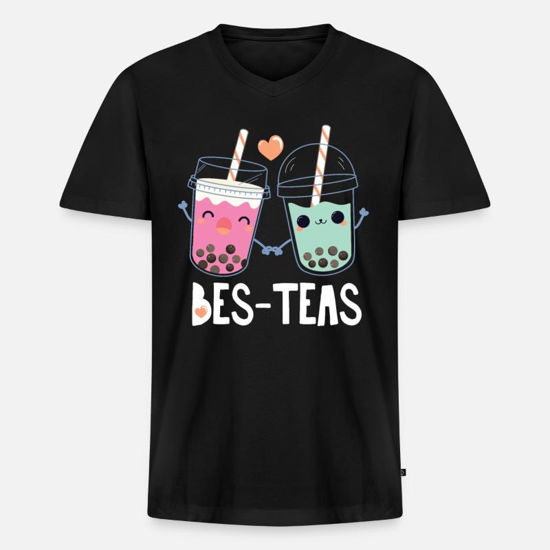 Bubble Tea - Männer Premium Bio T-Shirt mit V-Ausschnitt - Schwarz
