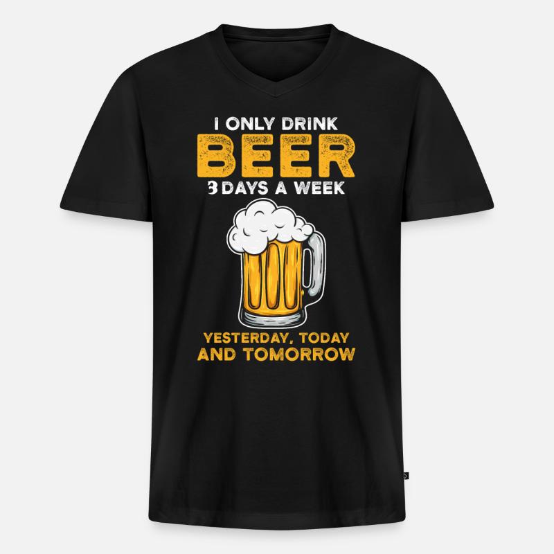 Bier - Männer Premium Bio T-Shirt mit V-Ausschnitt - Schwarz