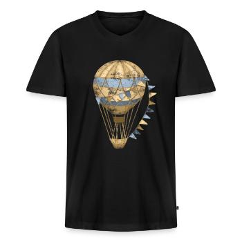 Montgolfière montgolfière - T-shirt encolure en V Premium bio Homme - noir - Devant - Nico (187cm)