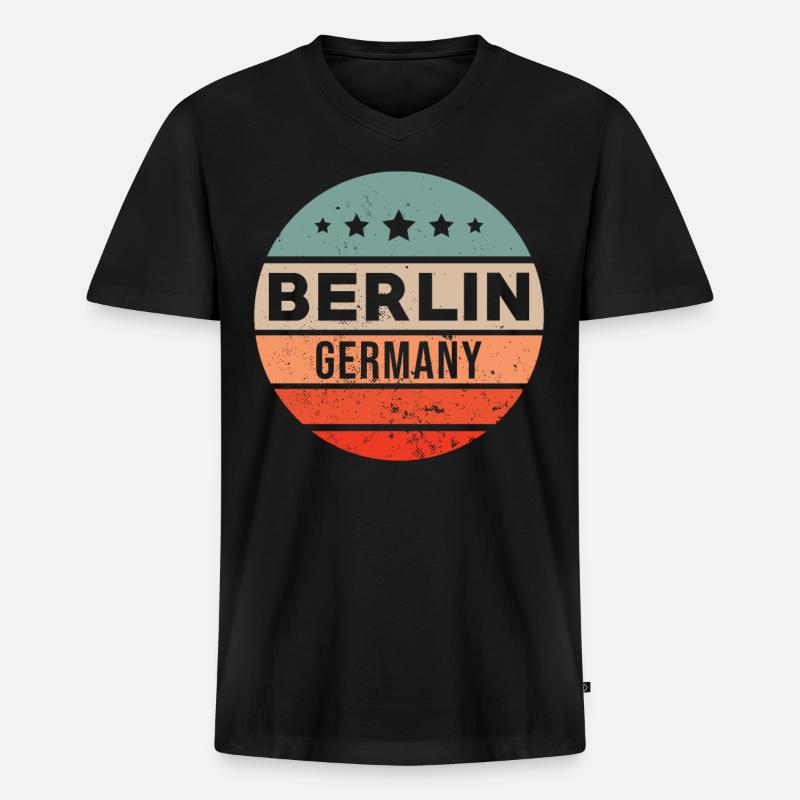 Berlin - Männer Premium Bio T-Shirt mit V-Ausschnitt - Schwarz