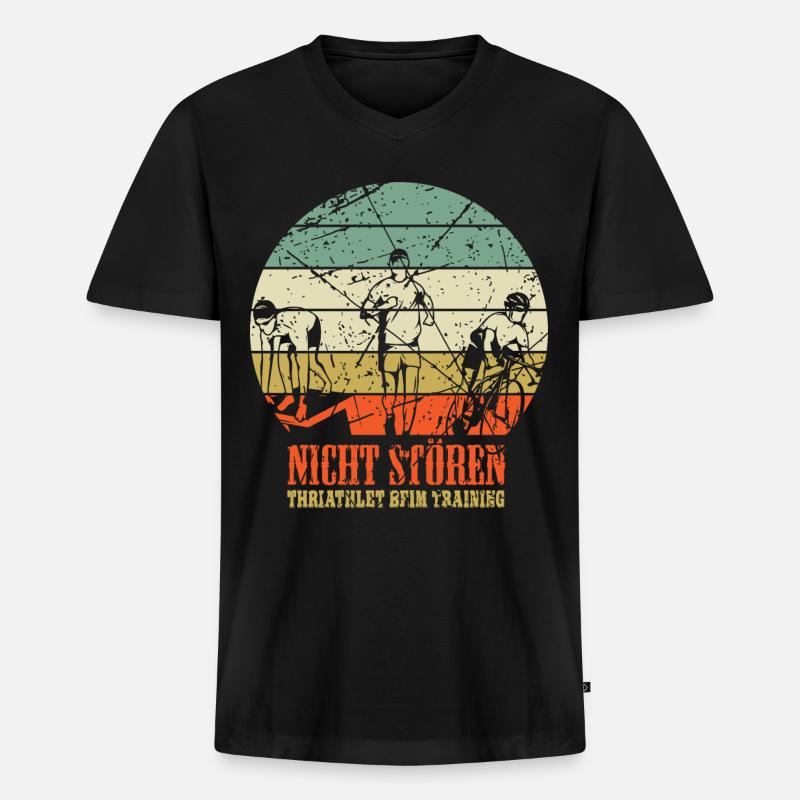 Triathlet Triathlon - Männer Premium Bio T-Shirt mit V-Ausschnitt - Schwarz