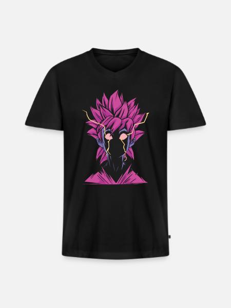 Manga Superheld Figur - Männer Premium Bio T-Shirt mit V-Ausschnitt - Schwarz