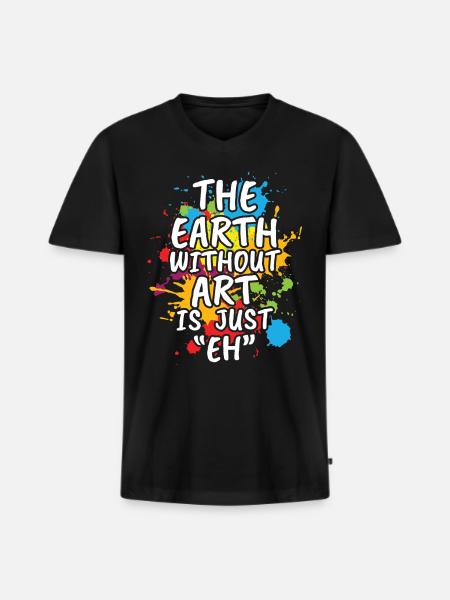 La Terre Sans-100 - T-shirt encolure en V Premium bio Homme - noir