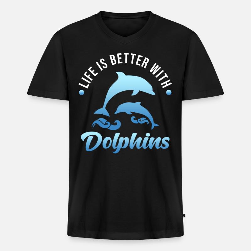 dolphin - Men's Premium Organic T-shirt with V-neck - black