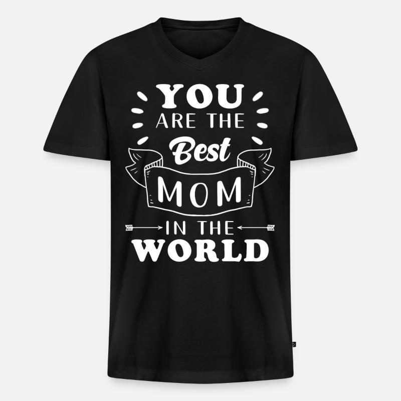 Weltbeste Mama - Männer Premium Bio T-Shirt mit V-Ausschnitt - Schwarz