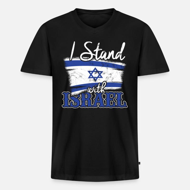 Ich stehe mit Israel! - Männer Premium Bio T-Shirt mit V-Ausschnitt - Schwarz