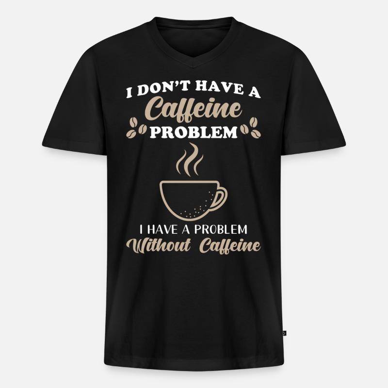 Kaffee Koffein - Männer Premium Bio T-Shirt mit V-Ausschnitt - Schwarz