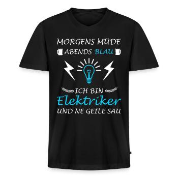 Elektriker Meister Elektroniker Elektroinstallateu - Männer Premium Bio T-Shirt mit V-Ausschnitt - Schwarz - Vorne - Nico (187cm)