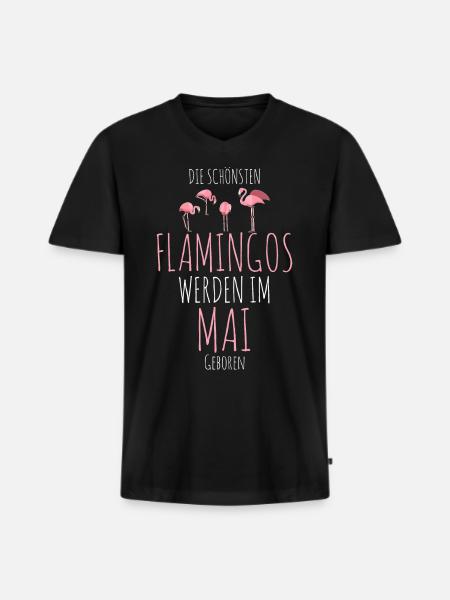 May Birthday Flamingo Saying Funny - Men's Premium Organic T-shirt with V-neck - black