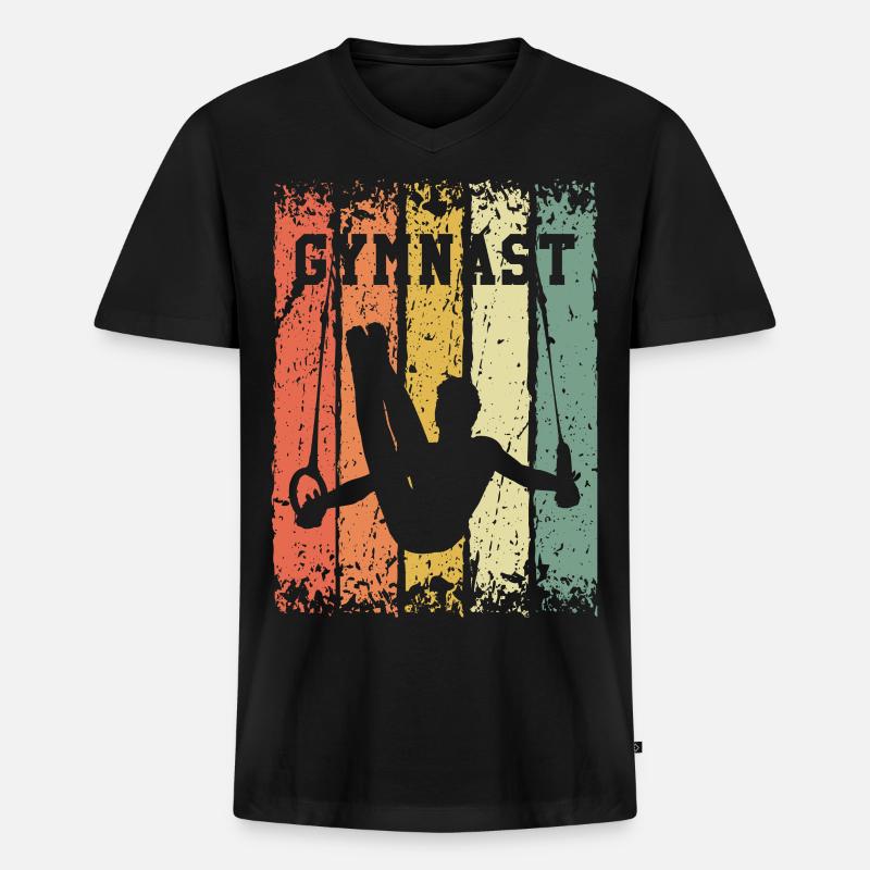 Retro Turner - Männer Premium Bio T-Shirt mit V-Ausschnitt - Schwarz