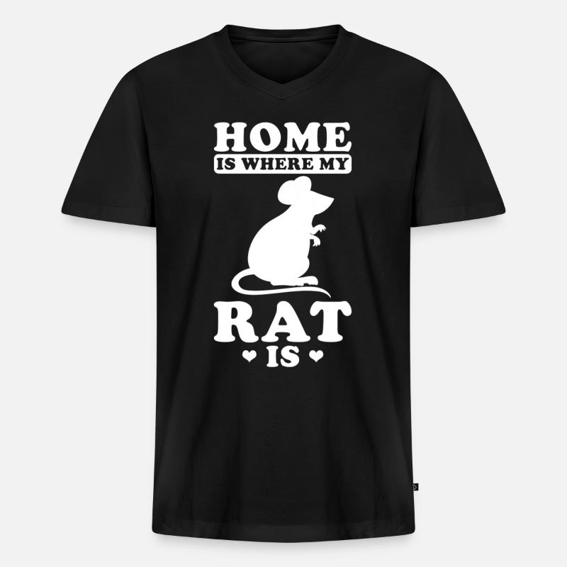 Ratte - Männer Premium Bio T-Shirt mit V-Ausschnitt - Schwarz