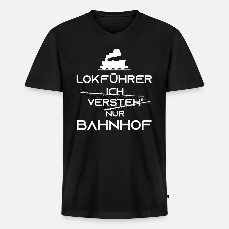 Zugführer Lokführer Spruch Geschenk - Männer Premium Bio T-Shirt mit V-Ausschnitt - Schwarz