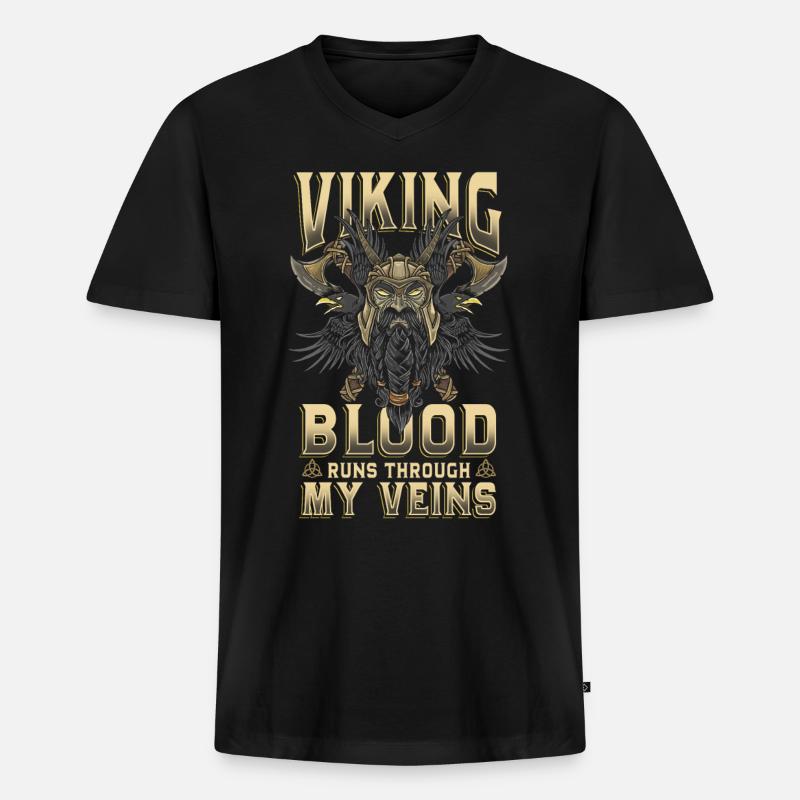 Wikinger - Männer Premium Bio T-Shirt mit V-Ausschnitt - Schwarz