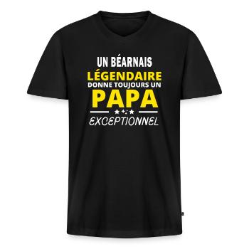 un BÉARNAIS légendaire drôle papa exceptionnel - T-shirt encolure en V Premium bio Homme - noir - Devant - Nico (187cm)