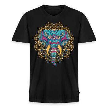 Afrika indischer Elefant Kopf Tierfreund Yoga - Männer Premium Bio T-Shirt mit V-Ausschnitt - Schwarz - Vorne - Nico (187cm)
